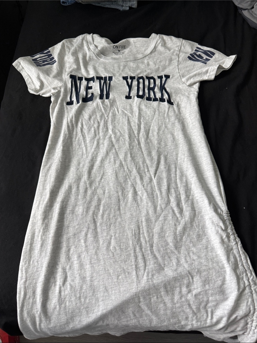 On Fire Gray Tee Dress with Navy "New York"